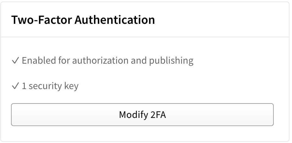 Screenshot showing Modify 2FA button